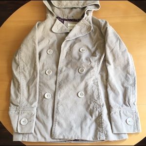 Cute Hooded Corduroy Jacket with Buttons